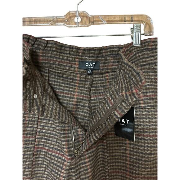 Oat NY Glen Plaid cuffed  neutral business casual academia trouser pant  NWT - Picture 8 of 9